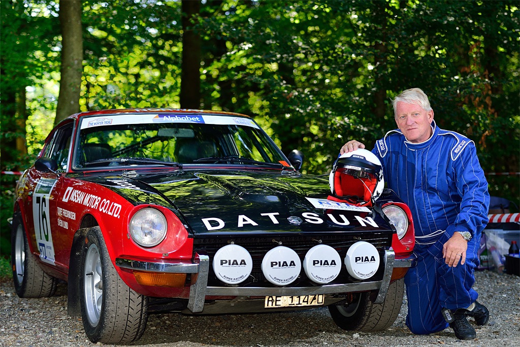 Nordmanden Svein Lund gæstede for første gang Munkebjerg Hillclimb og tog en populær sejr i klassen for biler fra 1972 med sin Datsun 240 Z, som han tidligere har vundet Rallye Monte Carlo Historique med.
(Foto: Michael Eisenberg)